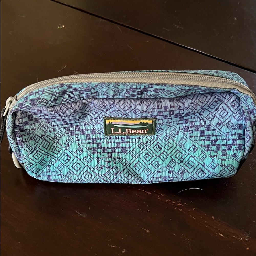 L.L. Bean Teal Geometric Pouch